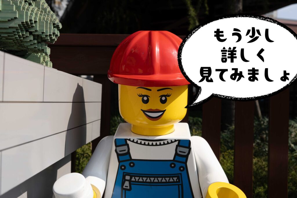 レゴランドのチケットの違いを詳しくみてみようと提案するLEGOキャラの写真