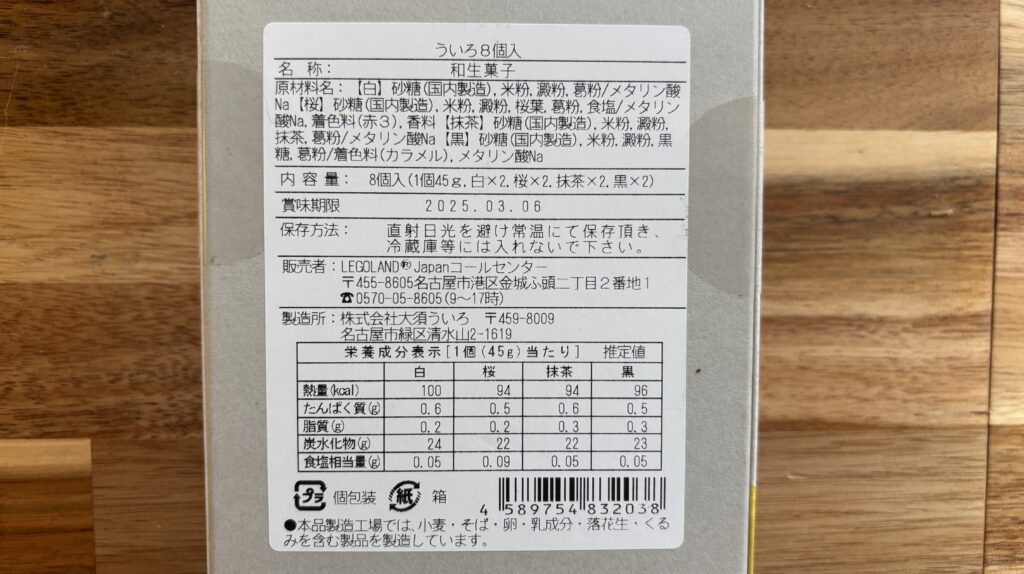 ういろの成分表示