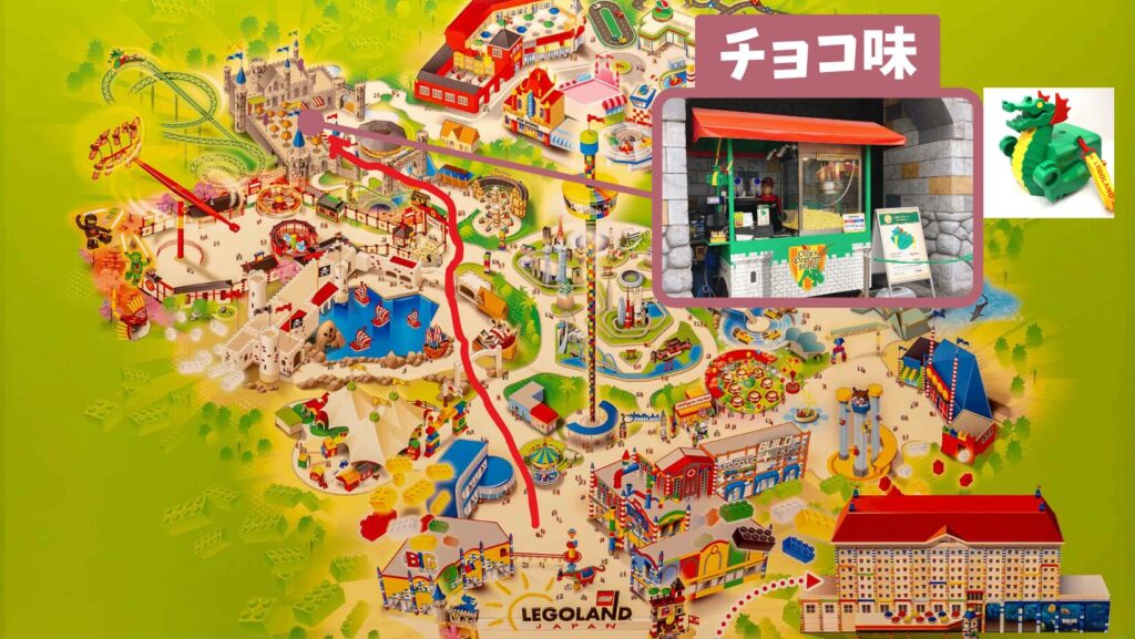 レゴランドのオーリーズポップコーンスタンドマップ